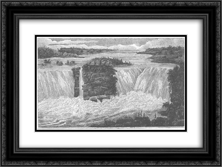 Niagara Falls 24x18 Black Ornate Wood Framed Art Print Poster with Double Matting by Svinyin, Pavel