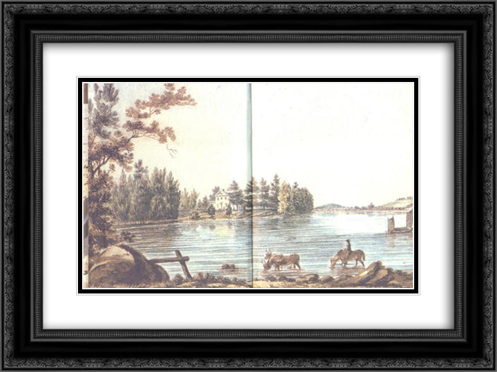 Perkins' Villa 24x18 Black Ornate Wood Framed Art Print Poster with Double Matting by Svinyin, Pavel