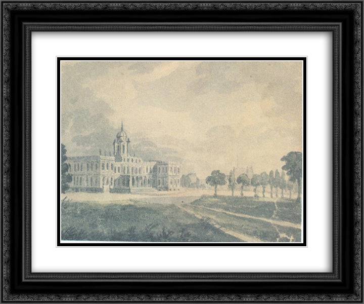 The New City Hall 24x20 Black Ornate Wood Framed Art Print Poster with Double Matting by Svinyin, Pavel