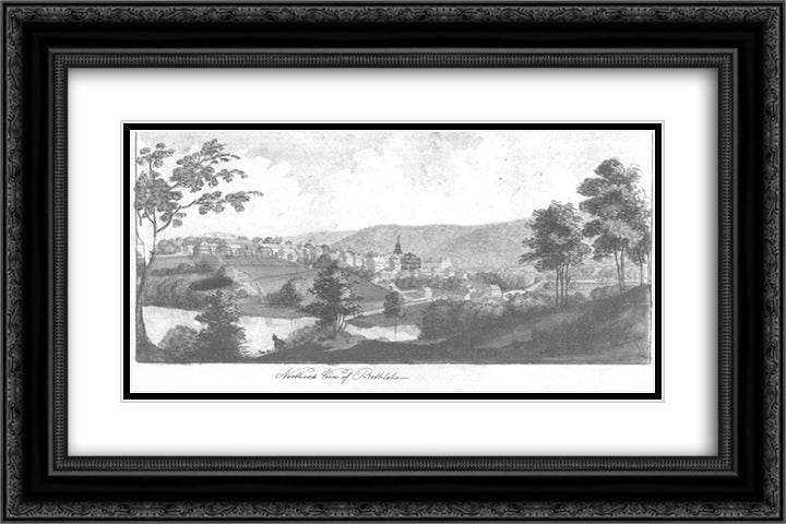View of Betlehem 24x16 Black Ornate Wood Framed Art Print Poster with Double Matting by Svinyin, Pavel