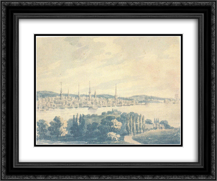 View of New York 24x20 Black Ornate Wood Framed Art Print Poster with Double Matting by Svinyin, Pavel