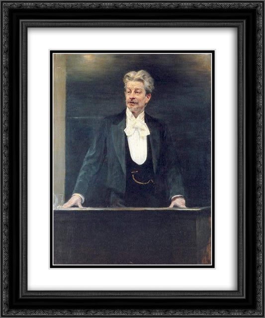 Georg Brandes 20x24 Black Ornate Wood Framed Art Print Poster with Double Matting by Kroyer, Peder Severin