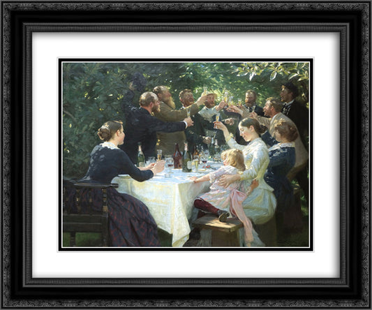 Hip, Hip, Hurrah! 24x20 Black Ornate Wood Framed Art Print Poster with Double Matting by Kroyer, Peder Severin