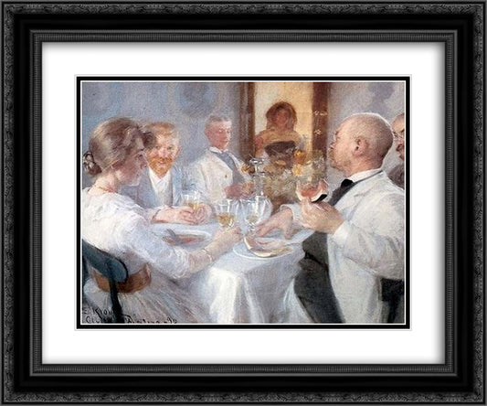 Luncheon at Antino 24x20 Black Ornate Wood Framed Art Print Poster with Double Matting by Kroyer, Peder Severin