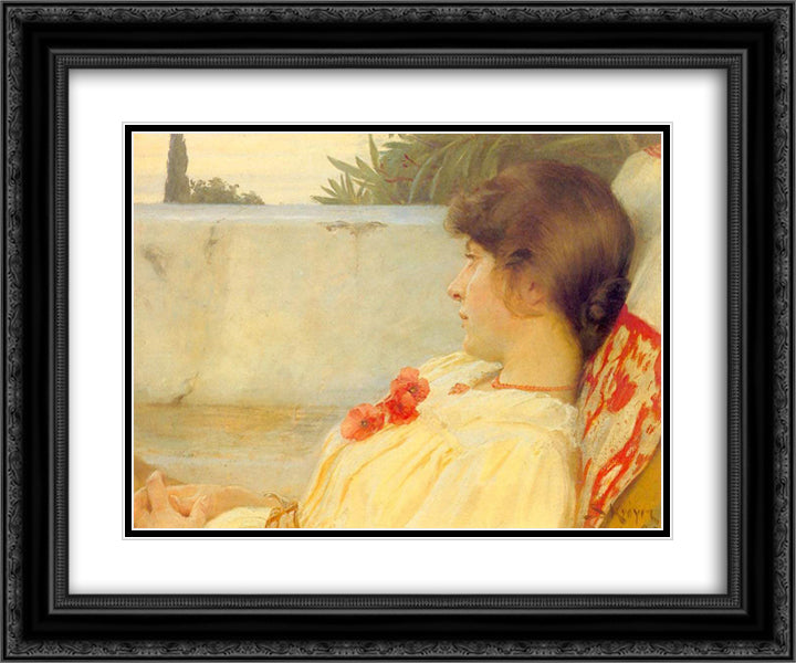 Marie in Ravello 24x20 Black Ornate Wood Framed Art Print Poster with Double Matting by Kroyer, Peder Severin