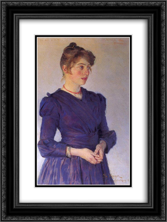 Marie Kroyer 18x24 Black Ornate Wood Framed Art Print Poster with Double Matting by Kroyer, Peder Severin