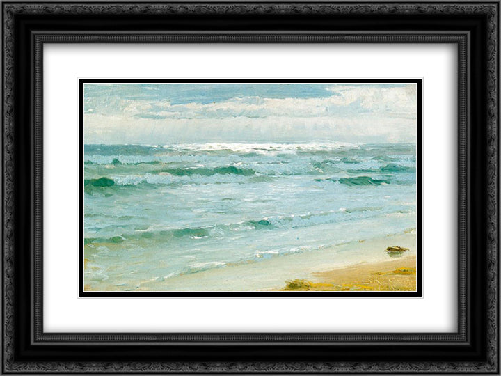 Sea at Skagen 24x18 Black Ornate Wood Framed Art Print Poster with Double Matting by Kroyer, Peder Severin