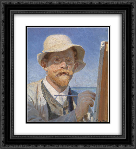 Self-Portrait 20x22 Black Ornate Wood Framed Art Print Poster with Double Matting by Kroyer, Peder Severin