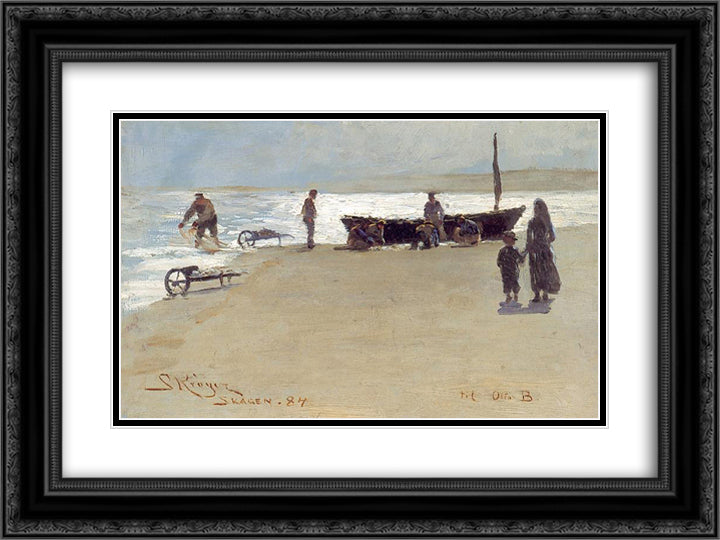 Skagen 24x18 Black Ornate Wood Framed Art Print Poster with Double Matting by Kroyer, Peder Severin