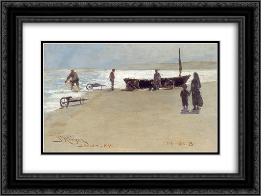 Skagen 24x18 Black Ornate Wood Framed Art Print Poster with Double Matting by Kroyer, Peder Severin