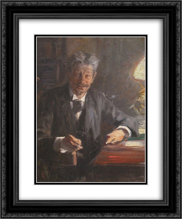 Sketch to portrait of Georg Brandes 20x24 Black Ornate Wood Framed Art Print Poster with Double Matting by Kroyer, Peder Severin