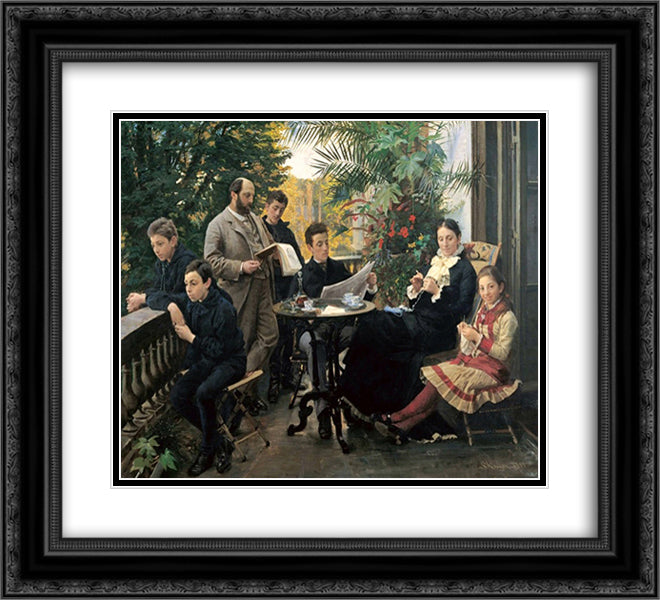 The Hirschsprung family 22x20 Black Ornate Wood Framed Art Print Poster with Double Matting by Kroyer, Peder Severin