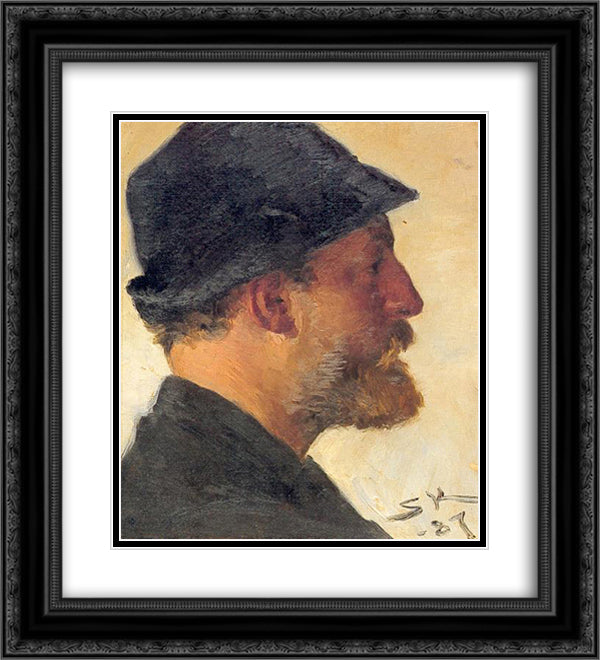 Viggo Johansen 20x22 Black Ornate Wood Framed Art Print Poster with Double Matting by Kroyer, Peder Severin