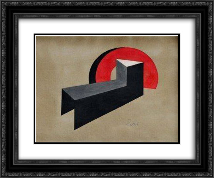 Constructivist Composition I 24x20 Black Ornate Wood Framed Art Print Poster with Double Matting by Peri, Peter Laszlo