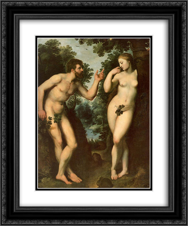 Adam and Eve 20x24 Black Ornate Wood Framed Art Print Poster with Double Matting by Rubens, Peter Paul