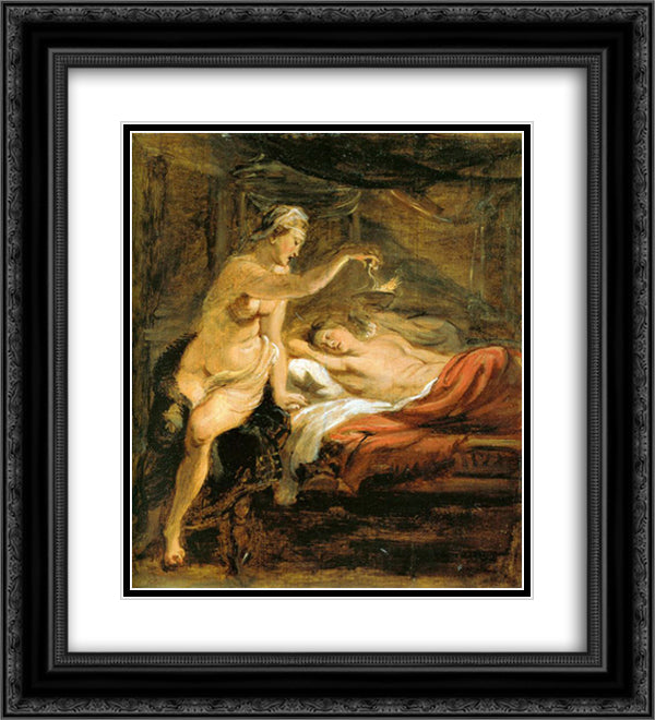 Amor and Psyche 20x22 Black Ornate Wood Framed Art Print Poster with Double Matting by Rubens, Peter Paul