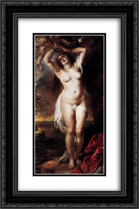 Andromeda 16x24 Black Ornate Wood Framed Art Print Poster with Double Matting by Rubens, Peter Paul