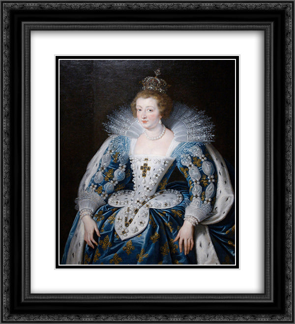 Anna of Austria, queen of France, mother of king Louis XIV 20x22 Black Ornate Wood Framed Art Print Poster with Double Matting by Rubens, Peter Paul