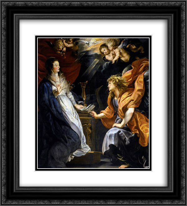 Annunciation 20x22 Black Ornate Wood Framed Art Print Poster with Double Matting by Rubens, Peter Paul