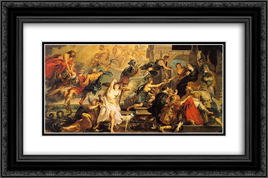 Apotheosis of Henry IV and the Proclamation of the Regency of Marie de Medici 24x16 Black Ornate Wood Framed Art Print Poster with Double Matting by Rubens, Peter Paul