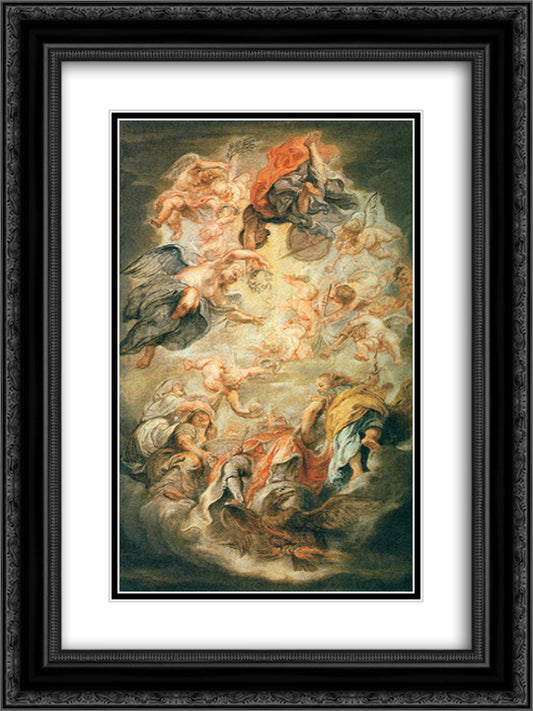 Apotheosis of King James I 18x24 Black Ornate Wood Framed Art Print Poster with Double Matting by Rubens, Peter Paul