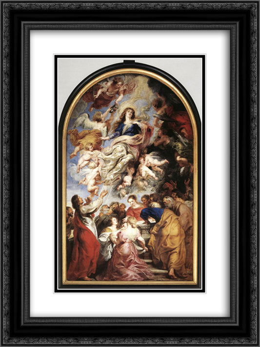 Assumption of the Virgin 18x24 Black Ornate Wood Framed Art Print Poster with Double Matting by Rubens, Peter Paul