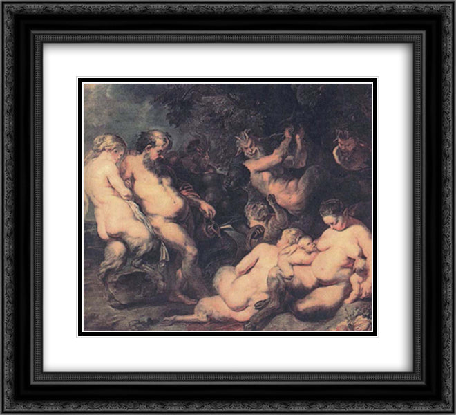 Bacchanale 22x20 Black Ornate Wood Framed Art Print Poster with Double Matting by Rubens, Peter Paul