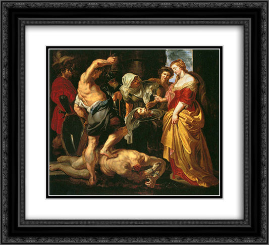 Beheading of St. John the Baptist 22x20 Black Ornate Wood Framed Art Print Poster with Double Matting by Rubens, Peter Paul