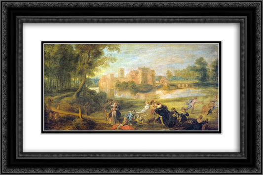 Castle Garden 24x16 Black Ornate Wood Framed Art Print Poster with Double Matting by Rubens, Peter Paul