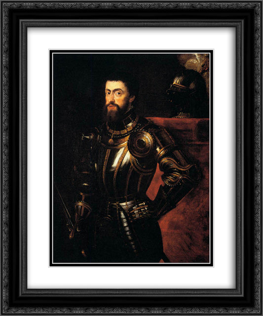 Charles V in Armour 20x24 Black Ornate Wood Framed Art Print Poster with Double Matting by Rubens, Peter Paul