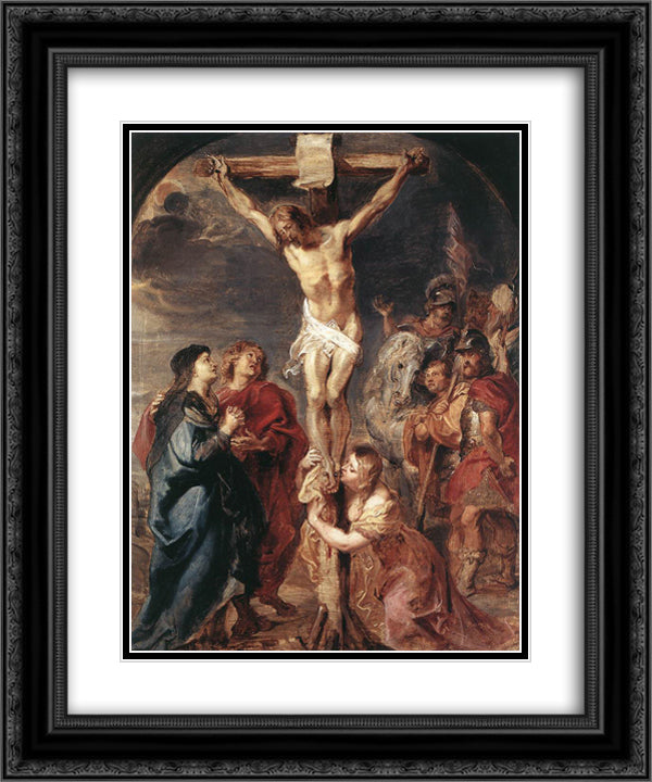 Christ on the Cross 20x24 Black Ornate Wood Framed Art Print Poster with Double Matting by Rubens, Peter Paul