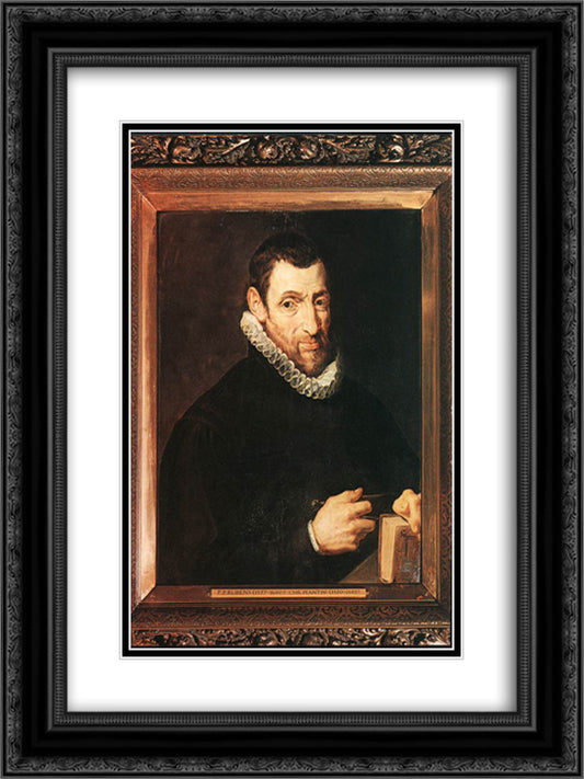 Christoffel Plantin 18x24 Black Ornate Wood Framed Art Print Poster with Double Matting by Rubens, Peter Paul