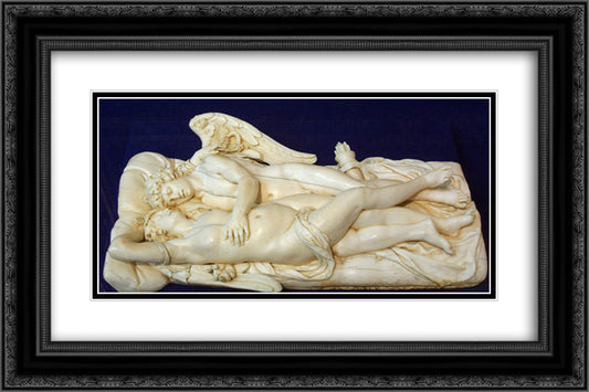 Cupid and Psyche 24x16 Black Ornate Wood Framed Art Print Poster with Double Matting by Rubens, Peter Paul