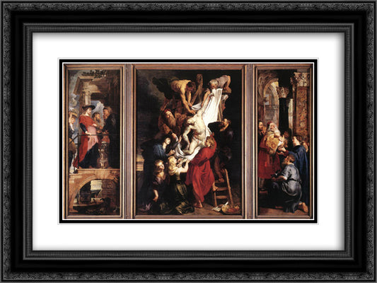 Descent from the Cross 24x18 Black Ornate Wood Framed Art Print Poster with Double Matting by Rubens, Peter Paul