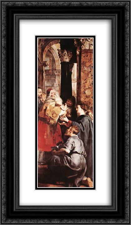 Descent from the Cross (right wing) 14x24 Black Ornate Wood Framed Art Print Poster with Double Matting by Rubens, Peter Paul