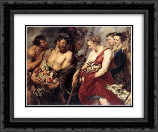 Diana Returning from Hunt 24x20 Black Ornate Wood Framed Art Print Poster with Double Matting by Rubens, Peter Paul