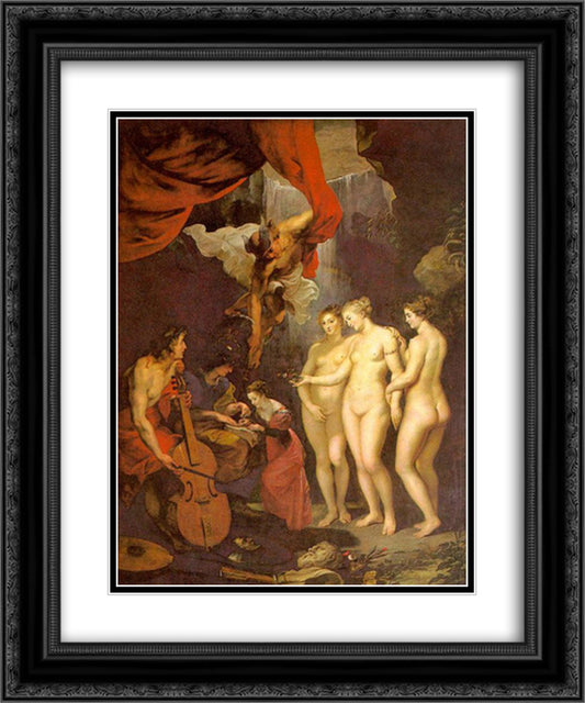 Education of Marie de Medici 20x24 Black Ornate Wood Framed Art Print Poster with Double Matting by Rubens, Peter Paul