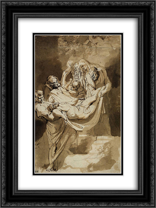 Entombment 18x24 Black Ornate Wood Framed Art Print Poster with Double Matting by Rubens, Peter Paul