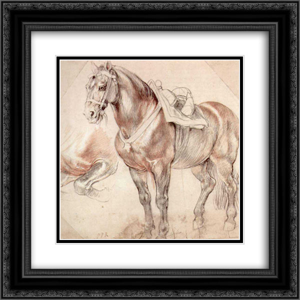 Etude of horse 20x20 Black Ornate Wood Framed Art Print Poster with Double Matting by Rubens, Peter Paul