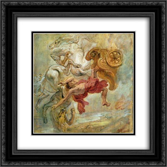 Fall of Phaeton 20x20 Black Ornate Wood Framed Art Print Poster with Double Matting by Rubens, Peter Paul