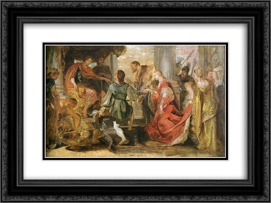 Generosity of Scipio 24x18 Black Ornate Wood Framed Art Print Poster with Double Matting by Rubens, Peter Paul