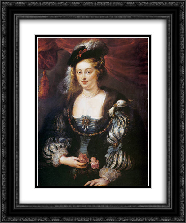 Helena Fourment 20x24 Black Ornate Wood Framed Art Print Poster with Double Matting by Rubens, Peter Paul