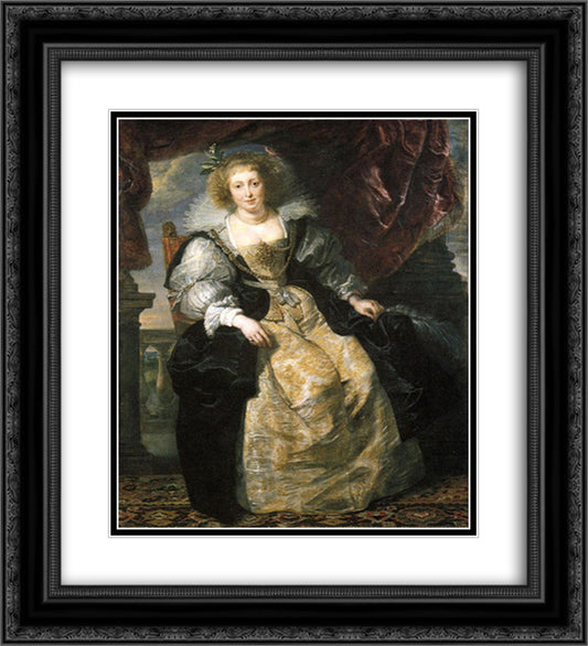 Helena Fourment 20x22 Black Ornate Wood Framed Art Print Poster with Double Matting by Rubens, Peter Paul