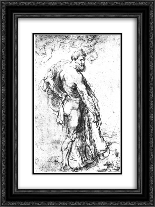 Hercules Crowned by Genii 18x24 Black Ornate Wood Framed Art Print Poster with Double Matting by Rubens, Peter Paul