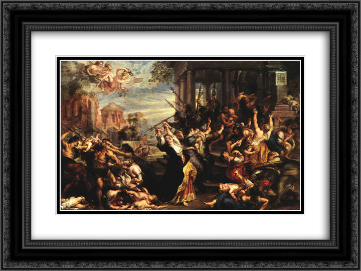 Massacre of the Innocents 24x18 Black Ornate Wood Framed Art Print Poster with Double Matting by Rubens, Peter Paul