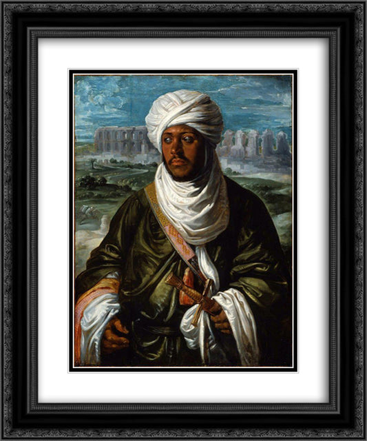 Mulay Ahmad 20x24 Black Ornate Wood Framed Art Print Poster with Double Matting by Rubens, Peter Paul