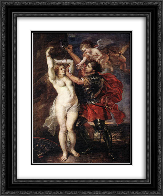 Perseus and Andromeda 20x24 Black Ornate Wood Framed Art Print Poster with Double Matting by Rubens, Peter Paul