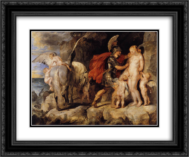 Perseus Freeing Andromeda 24x20 Black Ornate Wood Framed Art Print Poster with Double Matting by Rubens, Peter Paul