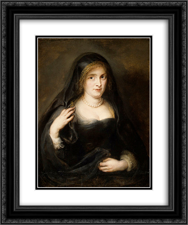 Portrait of a Woman, Probably Susanna Lunden 20x24 Black Ornate Wood Framed Art Print Poster with Double Matting by Rubens, Peter Paul