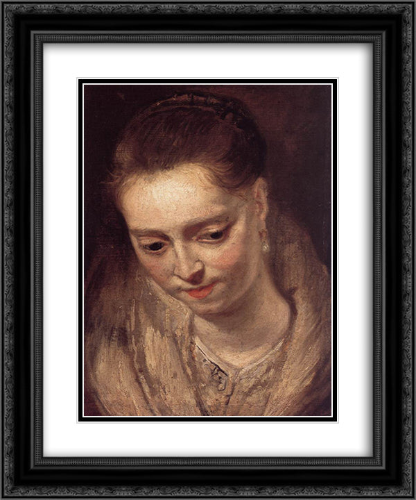 Portrait of a Woman 20x24 Black Ornate Wood Framed Art Print Poster with Double Matting by Rubens, Peter Paul